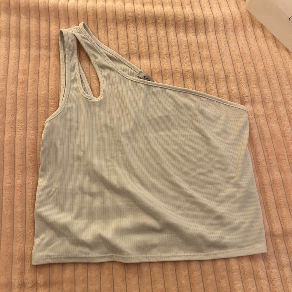 White, one shoulder crop top
